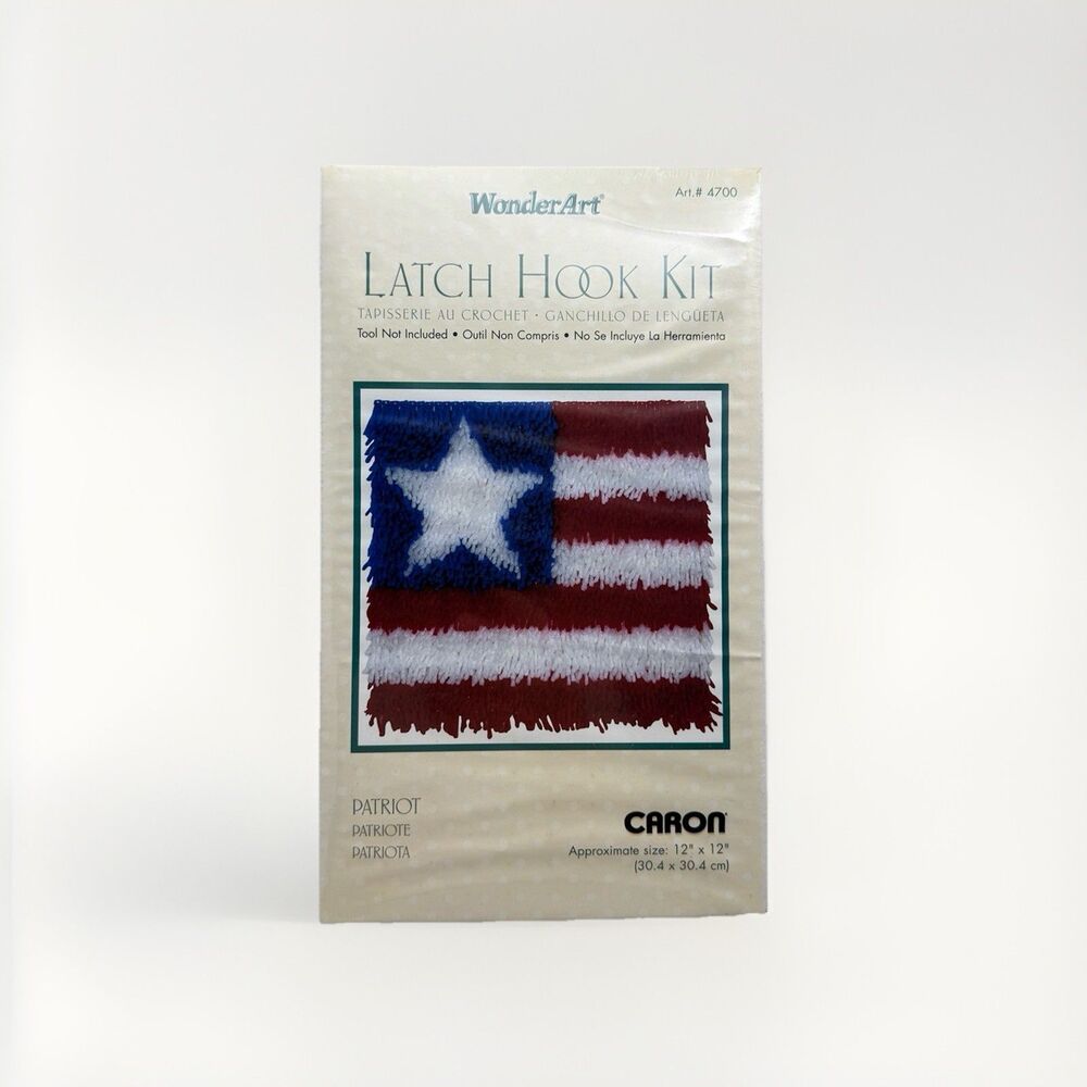 Wonderart Latch Hook Kit 12" 12" Patriot American Flag Arts Crafts 4700 Caron